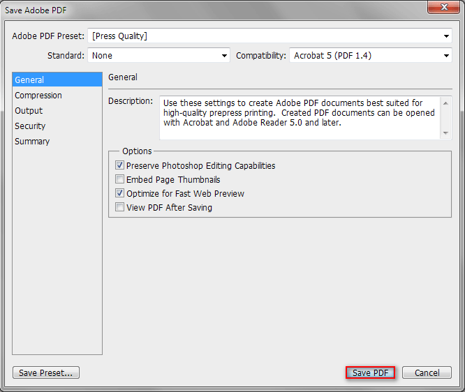Save Adobe PDF