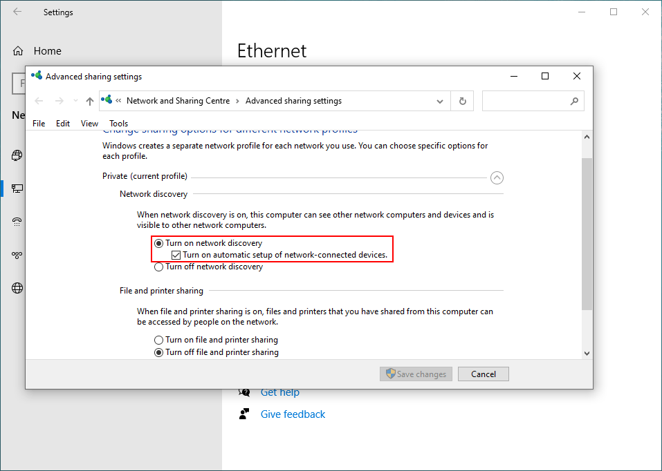 turn on network discovery