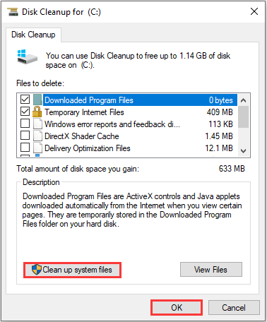 click the Clean up system files