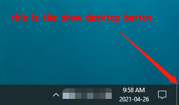 Windows 10 show desktop button