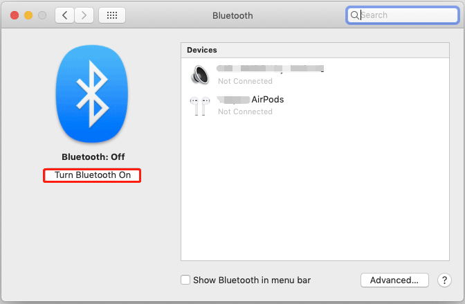 turn Bluetooth on in Mac