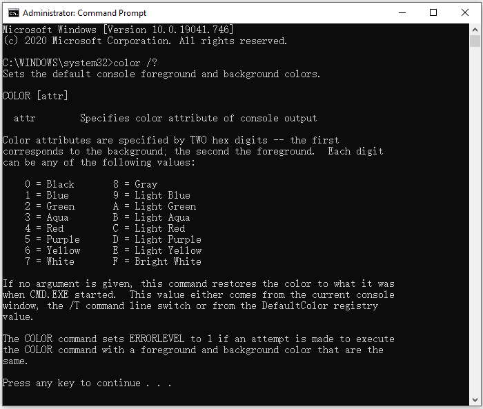 how to change Command Prompt color