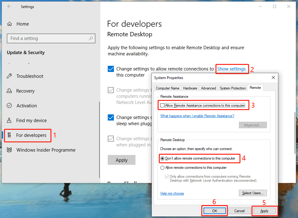 disable remote control features