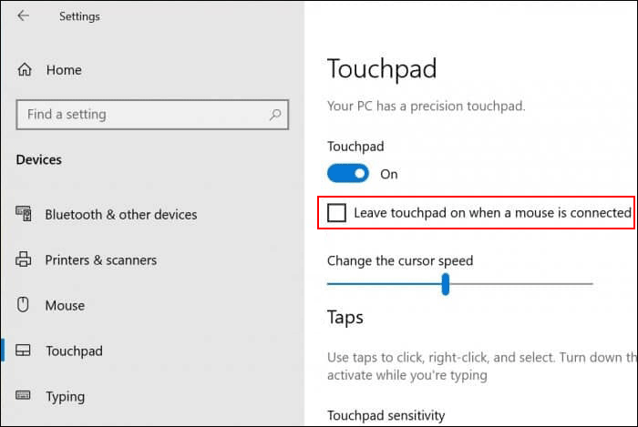 disable touchpad when a mouse is connected