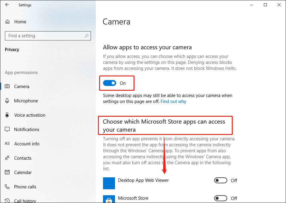 all apps to access your camera