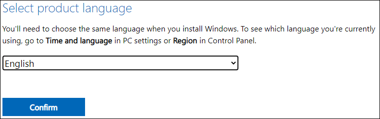 select language