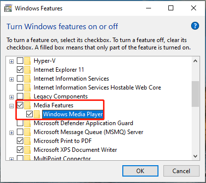 uncheck Windows Media Player