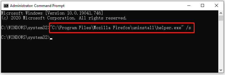 uninstall Firefox command line