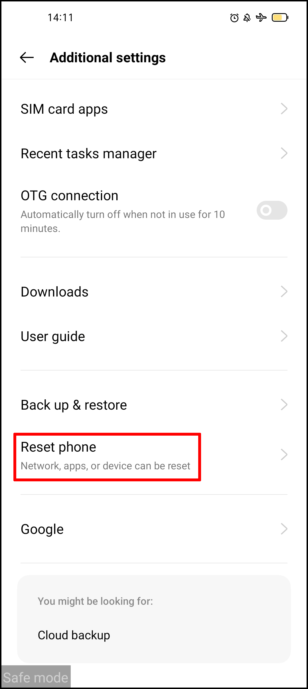 tap Reset phone