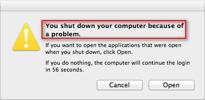 You shut down your computer because of a problem