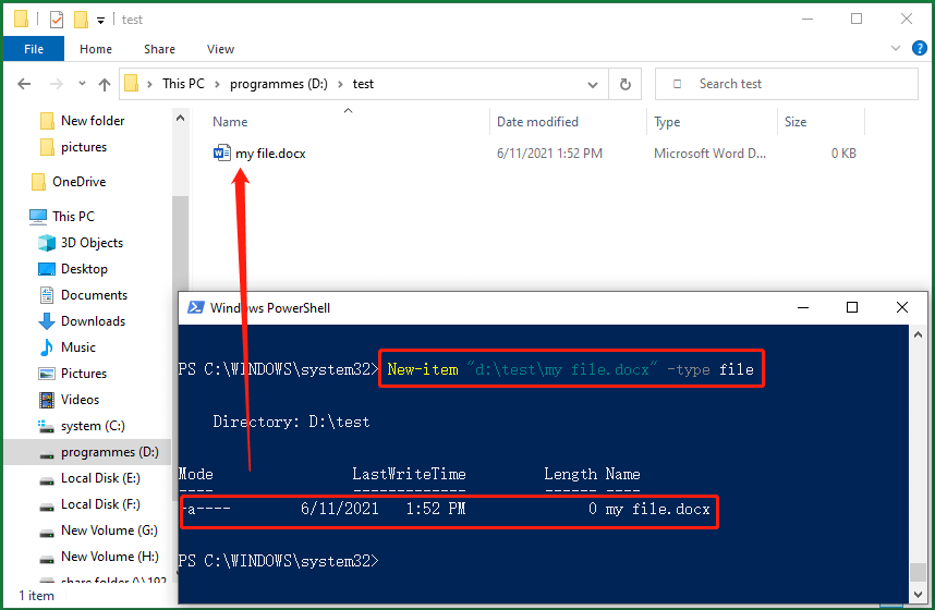 PowerShell create a new file