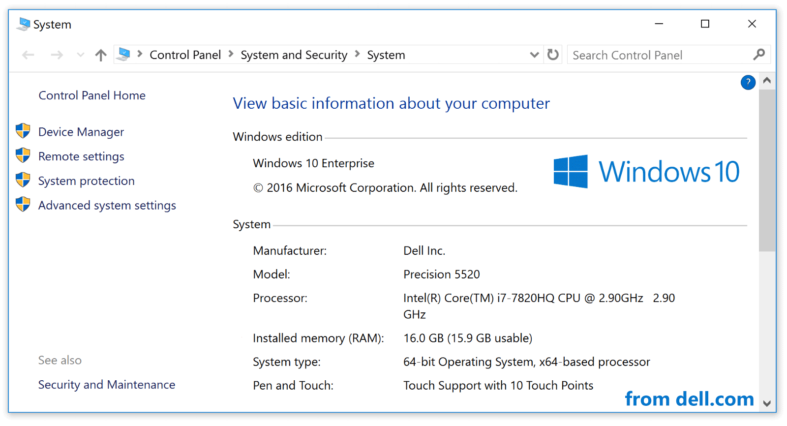 check RAM in Windows 10