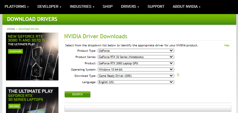 Nvidia drivers download