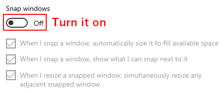 Enable Snap windows