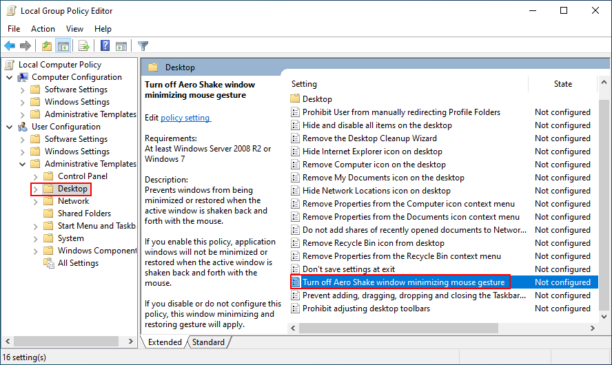 Turn off Aero Shake window minimizing mouse gesture