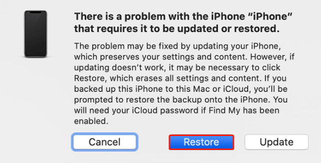 erase iPhone without password via iTunes