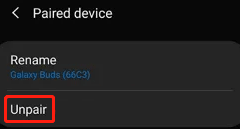 unpair Galaxy Buds