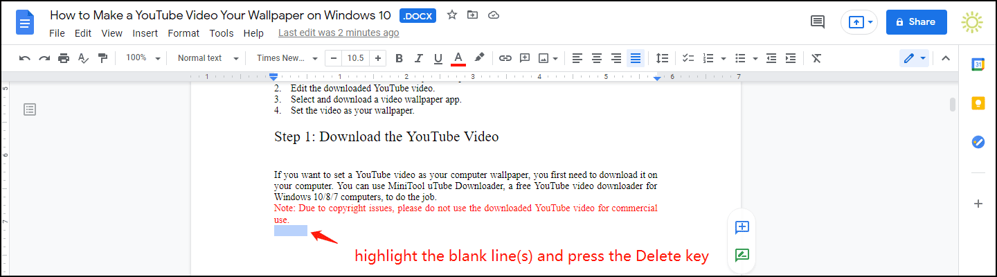 highlight the blank lines to delete
