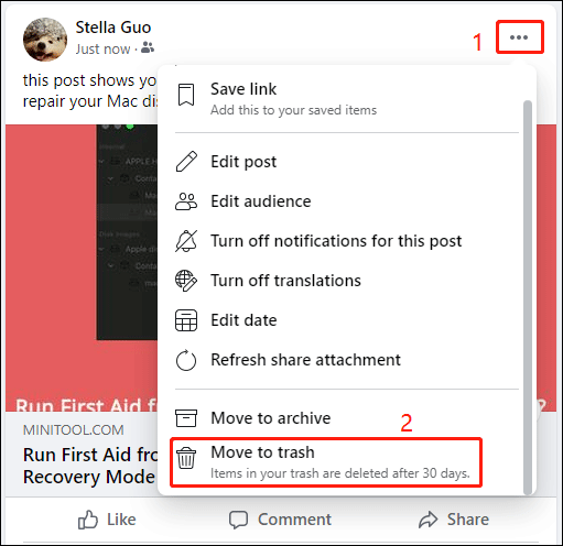 click Move to trash