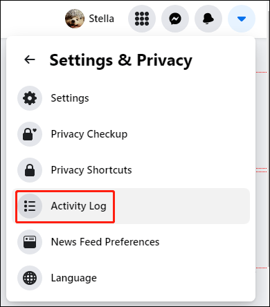 select Activity Log