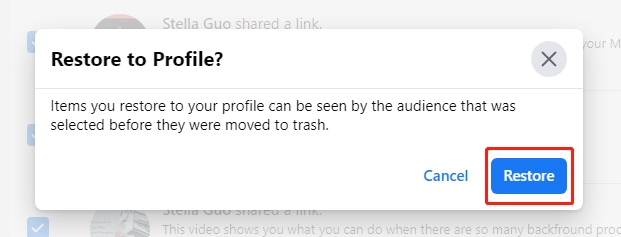 click Restore