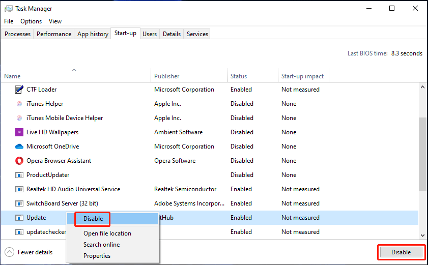 disable Update