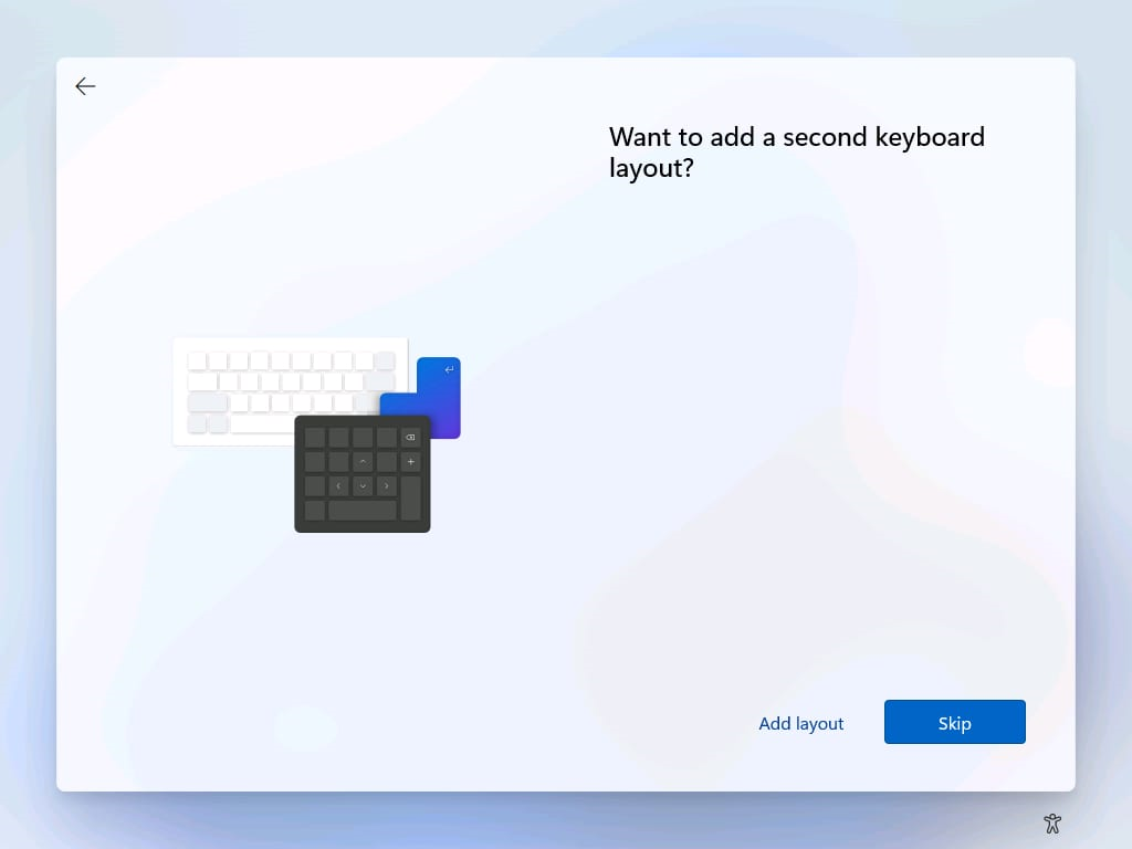 add a second keyboard layout or skip