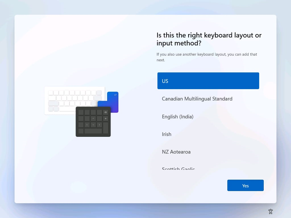 choose Windows 11 keyboard layout and input method