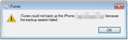 iTunes backup session failed