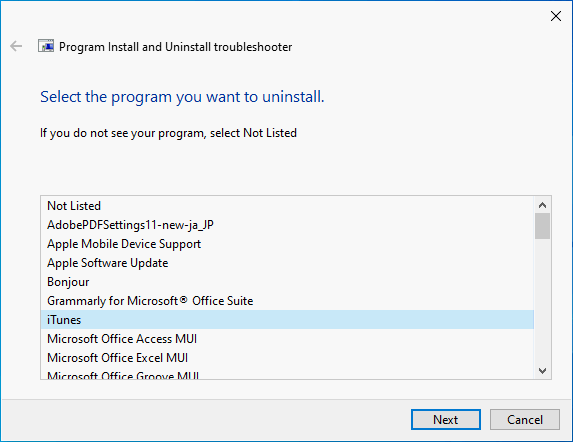Select the program you want to uninstall