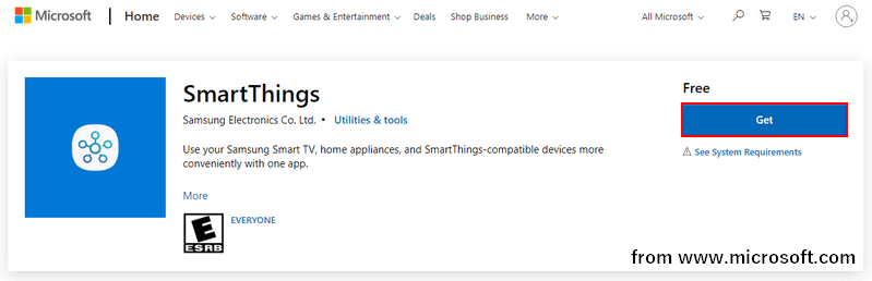 Get SmartThings from Microsoft Store