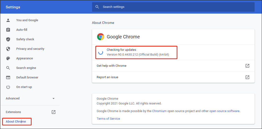 update Chrome