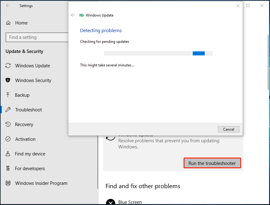 run Windows Update Troubleshooter