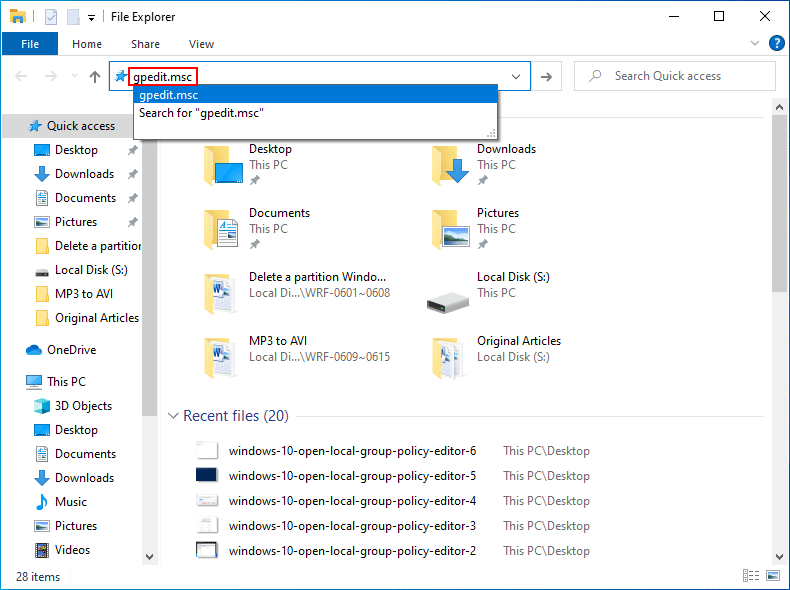 Open in File Explorer