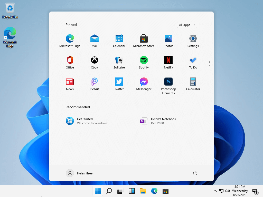 Windows 11 Start menu