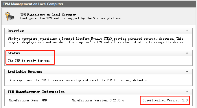 Trusted Platform Module (TPM) Management on Local Computer