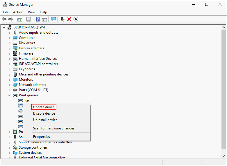 Update printer driver