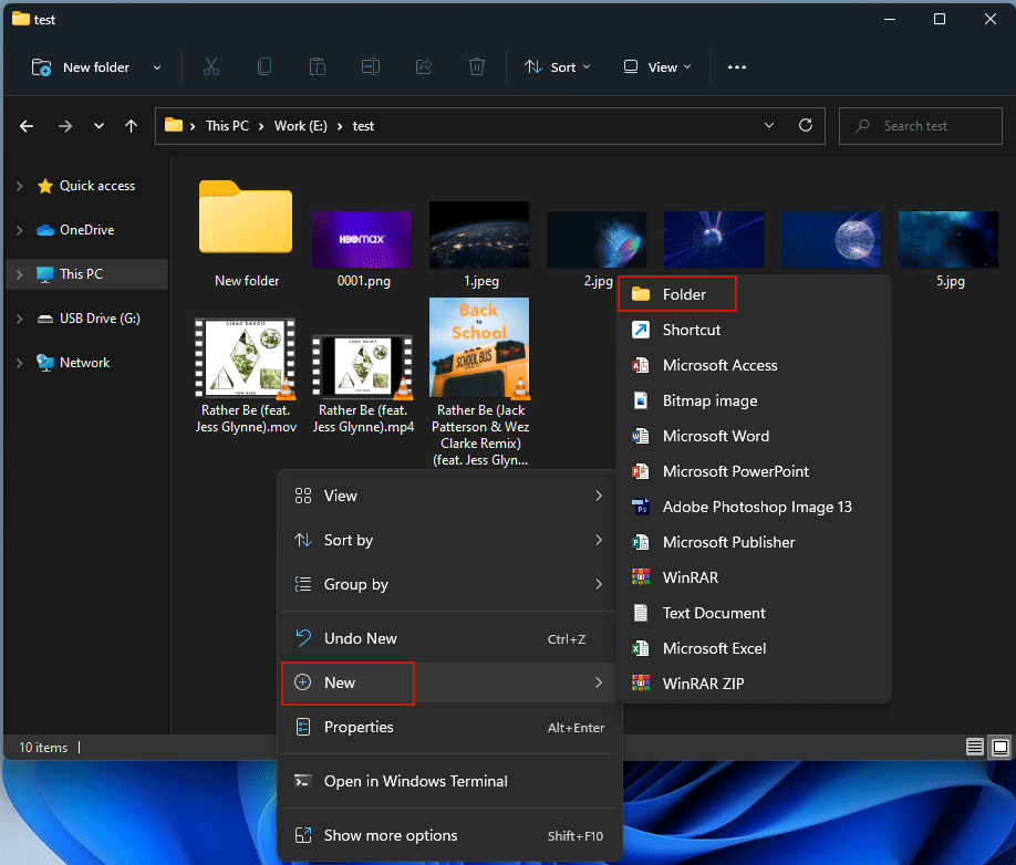 use the universal method to create a new folder in Windows 11 File Explorer