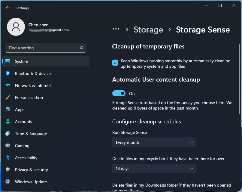 Windows temp store file cleaner