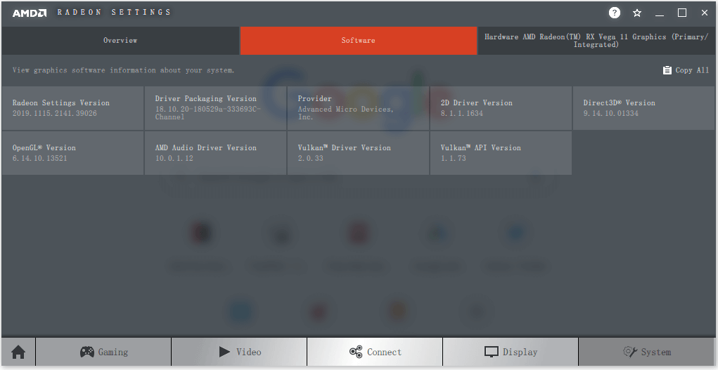 check AMD driver version from Radeon Settings