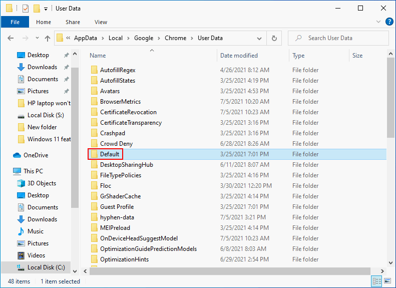 Rename Default folder