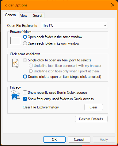 Folder Options in Windows 11