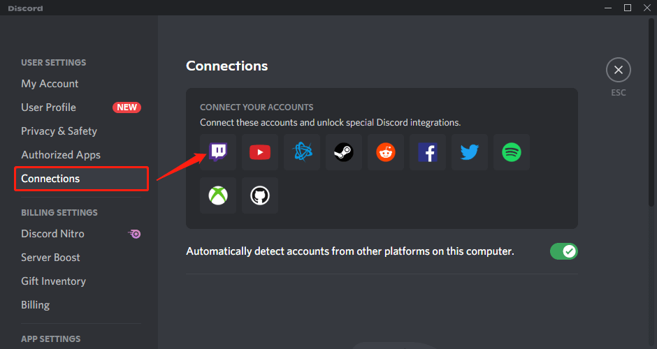 link Twitch to Discord