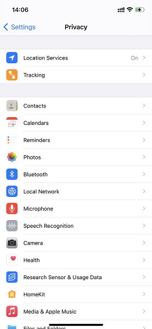 tap the Location Services option