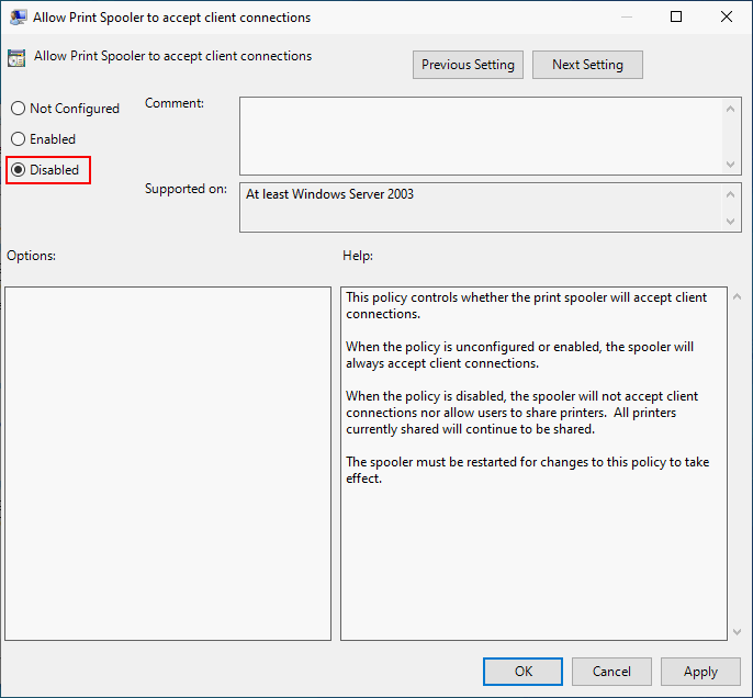 Disable Print Spooler in Group Policy