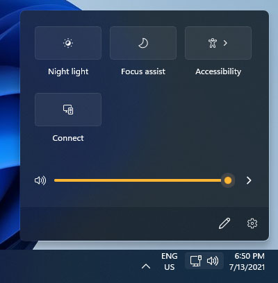 Quick Settings in Windows 11