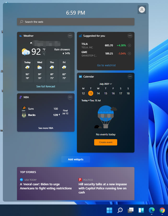 Widgets in Windows 11