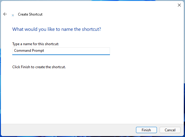 create a shortcut for Command Prompt