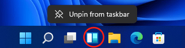unpin Widget from taskbar