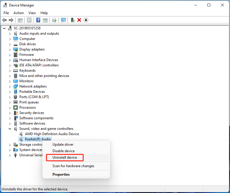 uninstall device